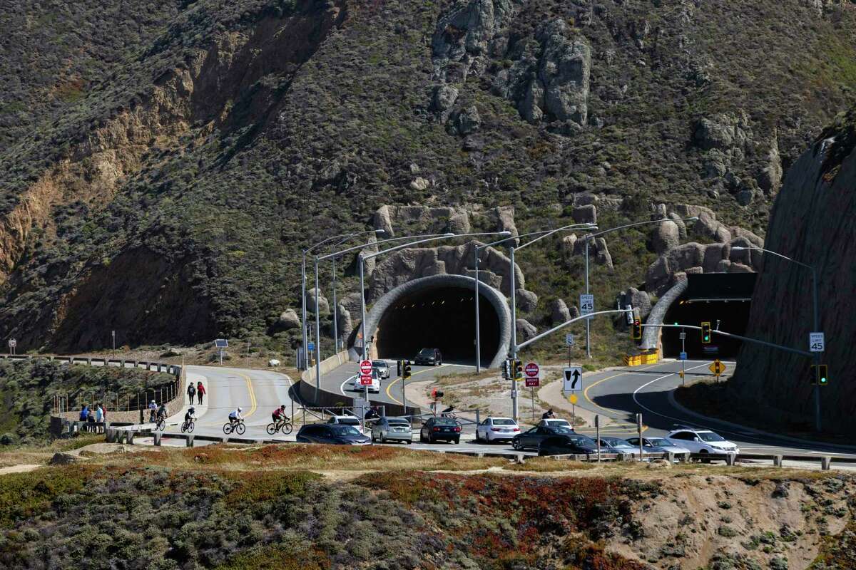 People navigate the Tom Lantos Tunnels, which bypass Devil’s Slide, in San Mateo County. The tunnels have made the road safer, but accidents and fatalities continue nearby.