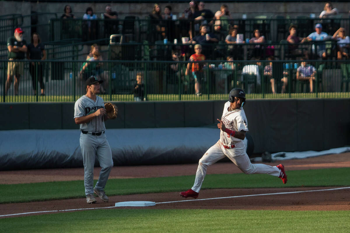 Great Lakes Loons outfielder Jose Ramos rounds third base during a game against the Dayton Dragons Tuesday, June 28, 2022 at Dow Diamond.