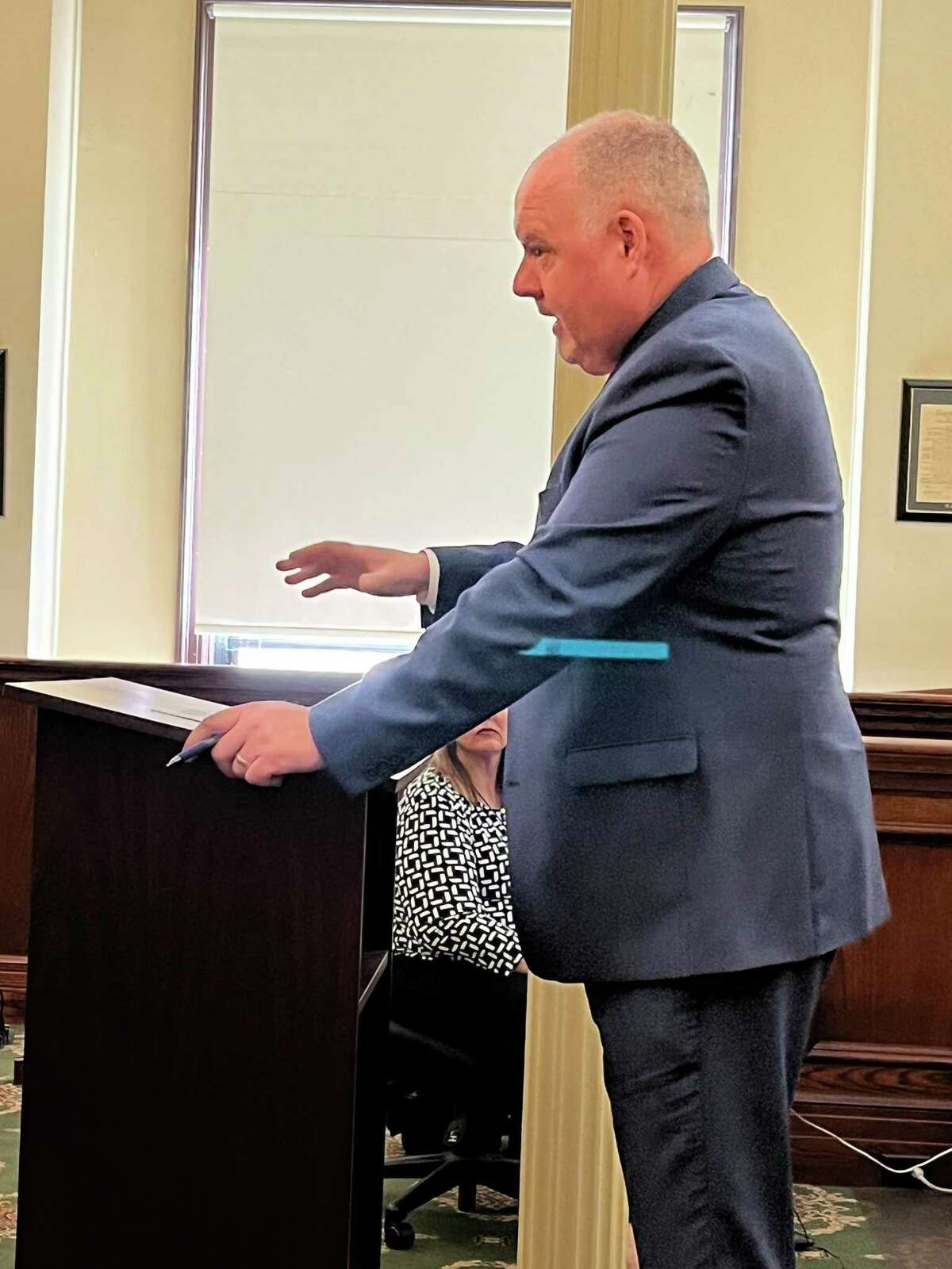 Robert Molloy, attorney for Jahquay Brown, 22, of Cohoes, delivers his closing arguments on Wednesday, June 29, 2022, at Rensselaer County Court in Troy, N.Y. Brown was charged with second-degree murder in the Sept. 13, 2020 drive-by shooting of 11-year-old Ayshawn Davis on Old Sixth Avenue.