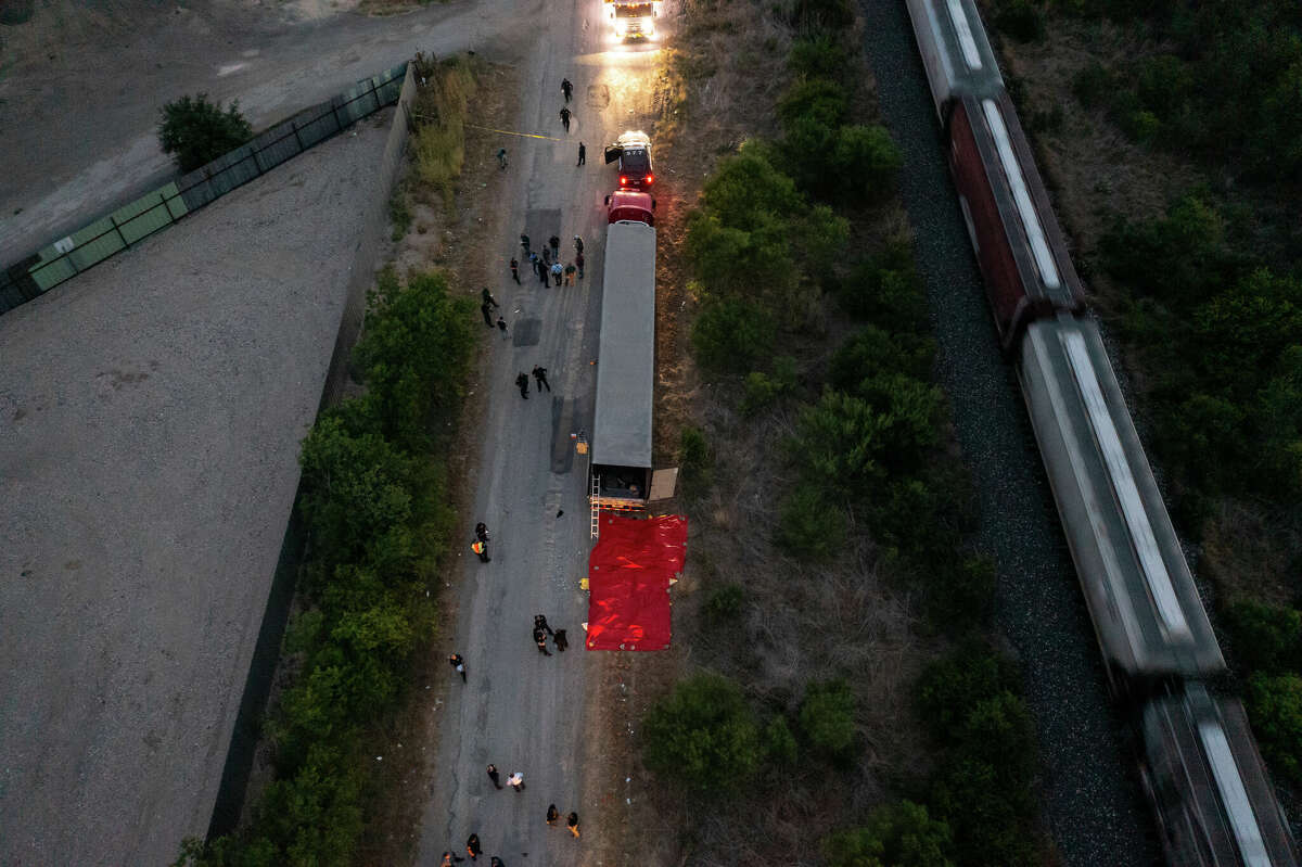 Pictured is an aerial shot of the copied truck in question on Monday, June 27. 