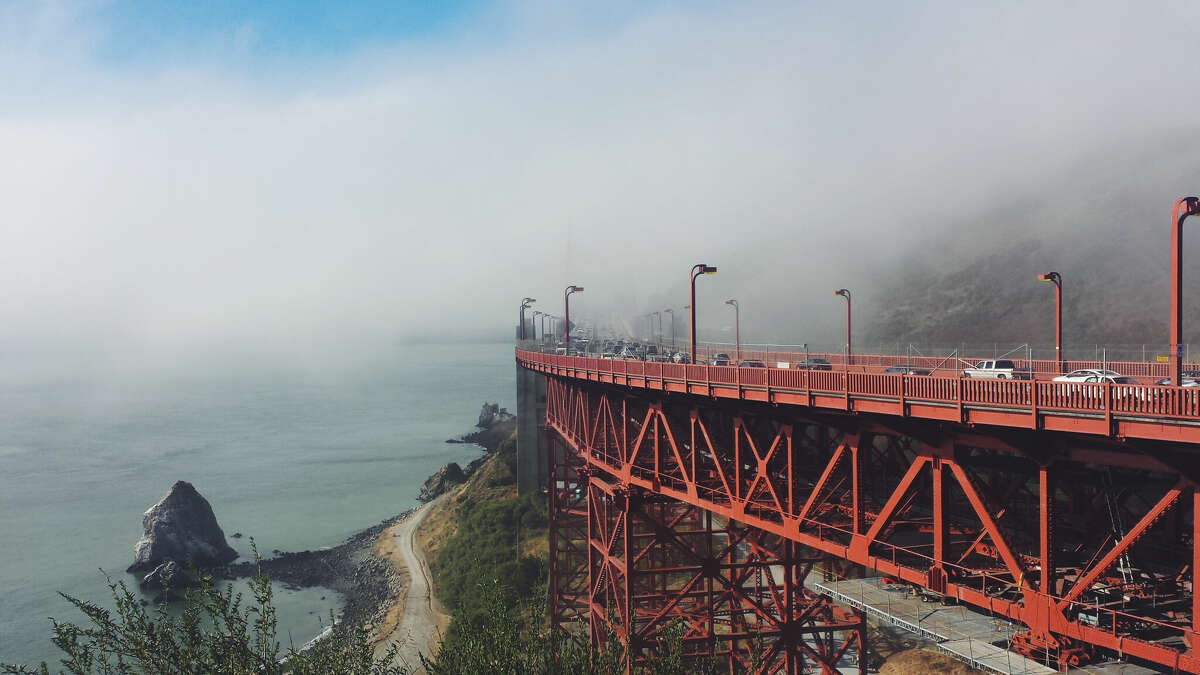 California is expected to see cool weather into next week. This file photo shows the San Francisco Golden Gate Bridge hugged by fog.