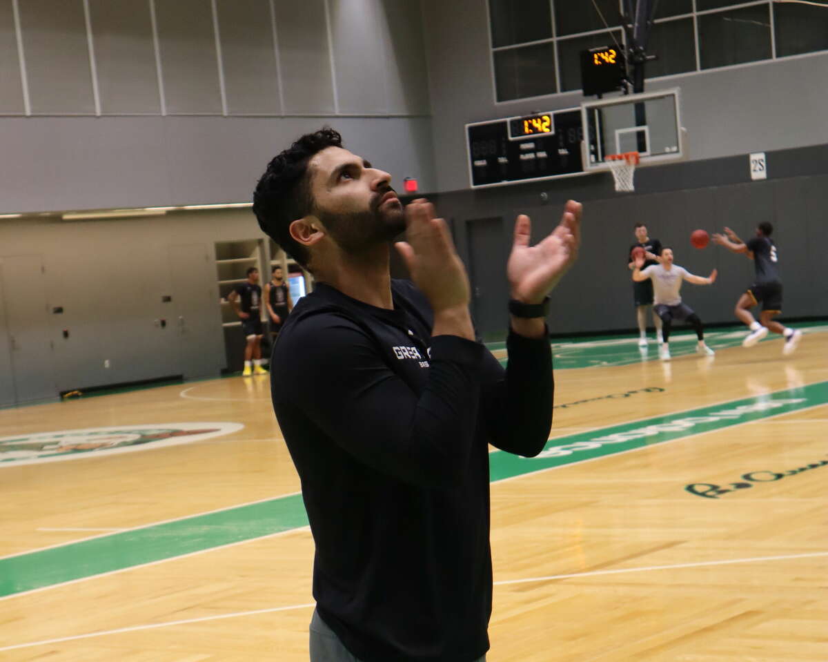 Former University at Albany men's basketball director of basketball operations Dan Madhavapallil at the Boston Celtics' practice facility in February 2022. Madhavapallil has been promoted to assistant coach.
