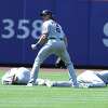 Astros star Yordan Alvarez carted off field after getting knocked out cold  in Jeremy Pena collision