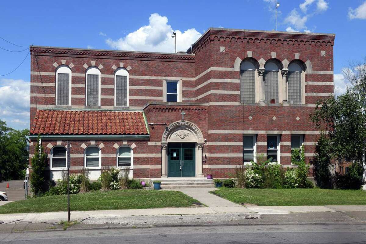 The former St. Ambrose School, in Bridgeport, Conn. June 29, 2022.
