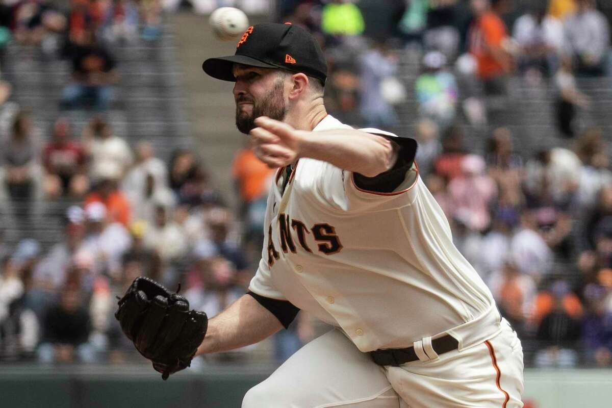 San Francisco Giants’ Alex Wood delivers a pitch during the first inning of a MLB baseball game against Detroit Tigers in San Francisco, Calif. Wednesday, June 29, 2022.