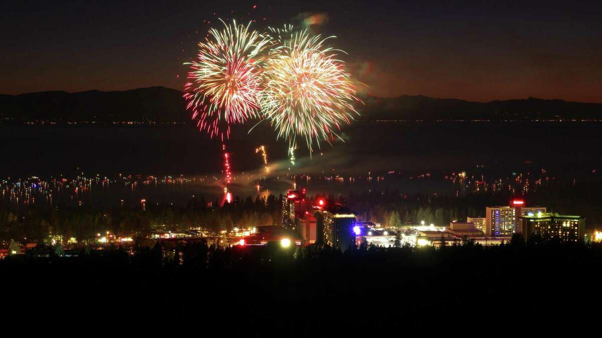Fireworks over South Lake Tahoe for the annual Fourth of July celebration in 2017.