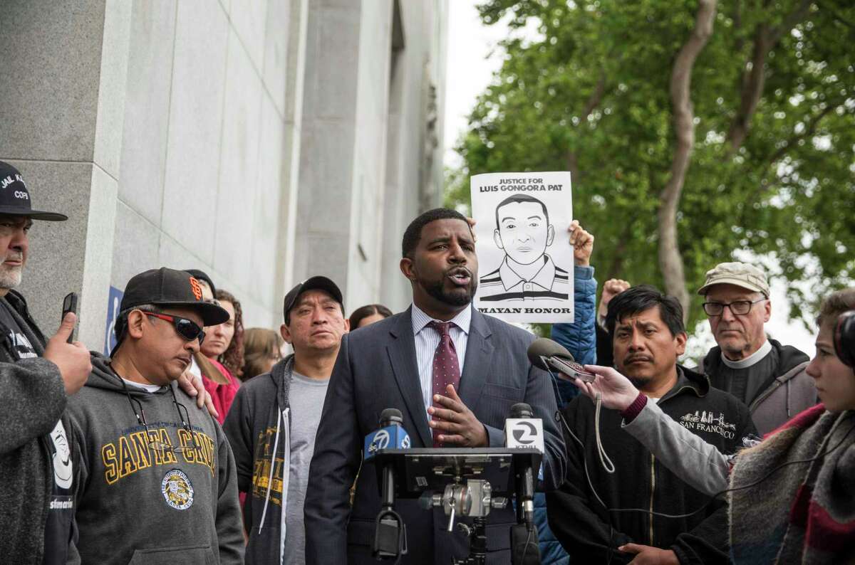 Attorney Adante Pointer, shown outside the Hall of Justice in 2018, represented three men in a federal lawsuit alleging civil rights violation after a San Francisco police encounter in 2019.