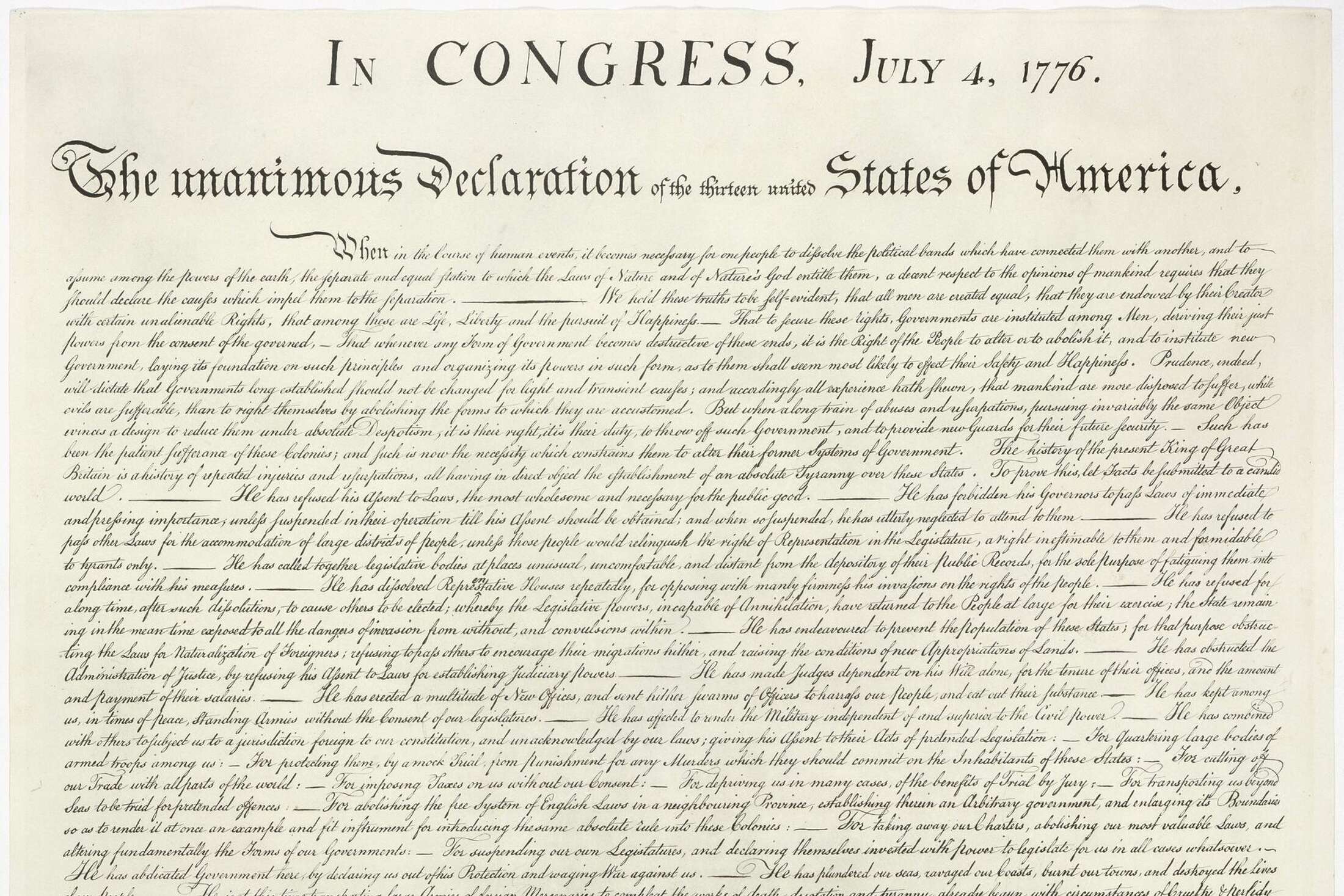 Read The US Declaration Of Independence Ratified July 4, 1776