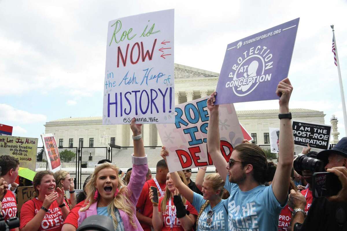 People opposed to abortion celebrate after the U.S. Supreme Court overturned Roe last week. This restores the question of abortion to states, where it belongs. Courts should not make law or create policy, but rather interpret the laws as written.