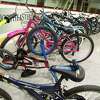 Training bikes are lined up as children with disabilities (ages 8-12) learn to ride two-wheel bikes in a week-long program at Union College's Achilles Rink on Thursday, June 30, 2022 in Schenectady, N.Y.