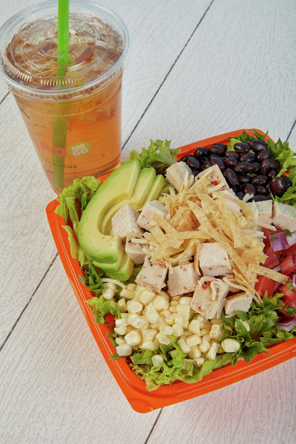Salad and Go's BBQ Ranch and Mango Green Tea
