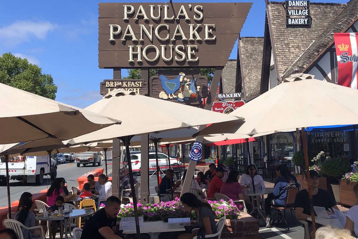 The exterior of Paula's Pancake House in Solvang, Calif. 