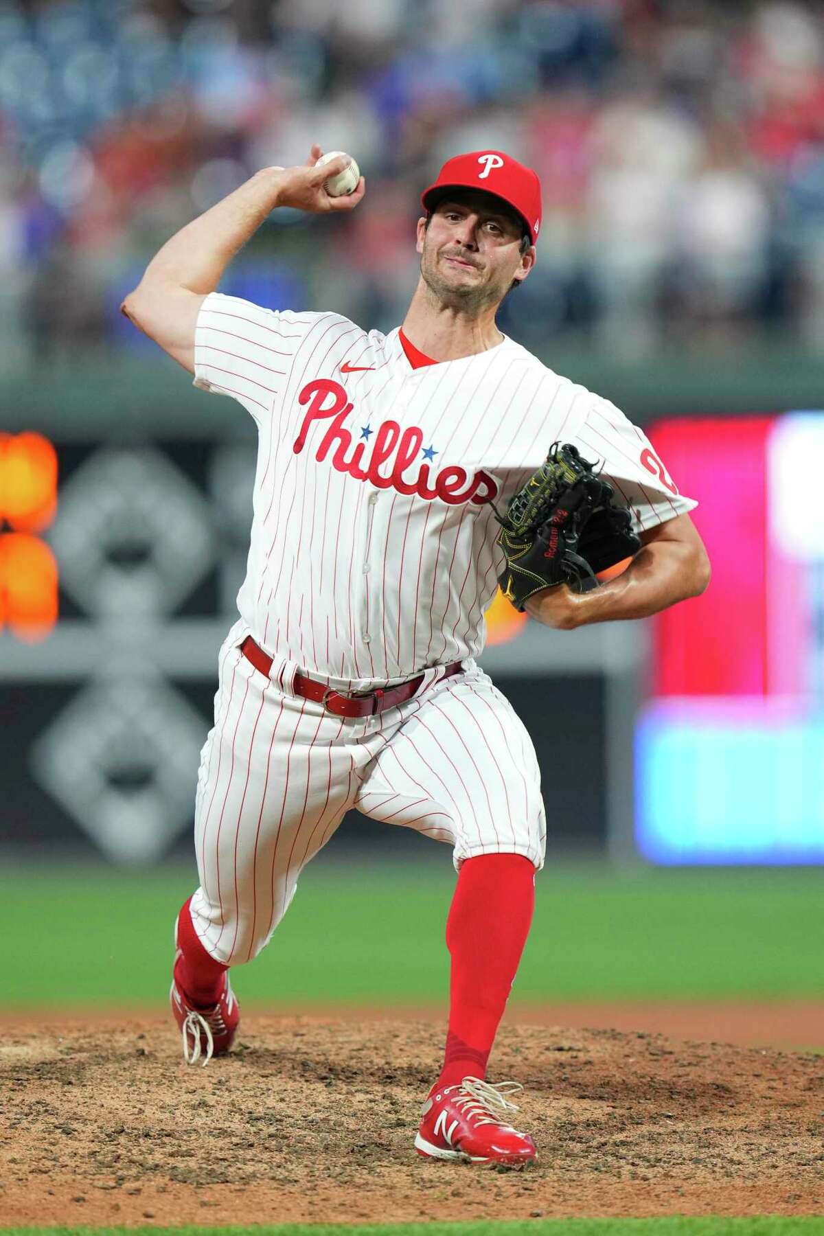 PHILADELPHIA, PA - JUNE 29: Mark Appel #22 of the Philadelphia Phillies throws a pitch in the top of the ninth inning against the Atlanta Braves at Citizens Bank Park on June 29, 2022 in Philadelphia, Pennsylvania. The Braves defeated the Phillies 4-1. (Photo by Mitchell Leff/Getty Images)