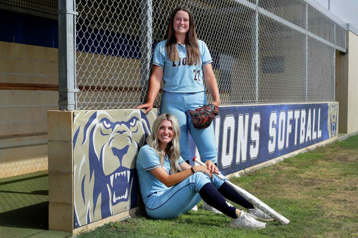 All-Greater Houston hitter Maddie McKee, left, and pitcher Ava Brown, right, of Lake Creek High School at their home field Wednesday, June 15, 2022 in Montgomery, TX.