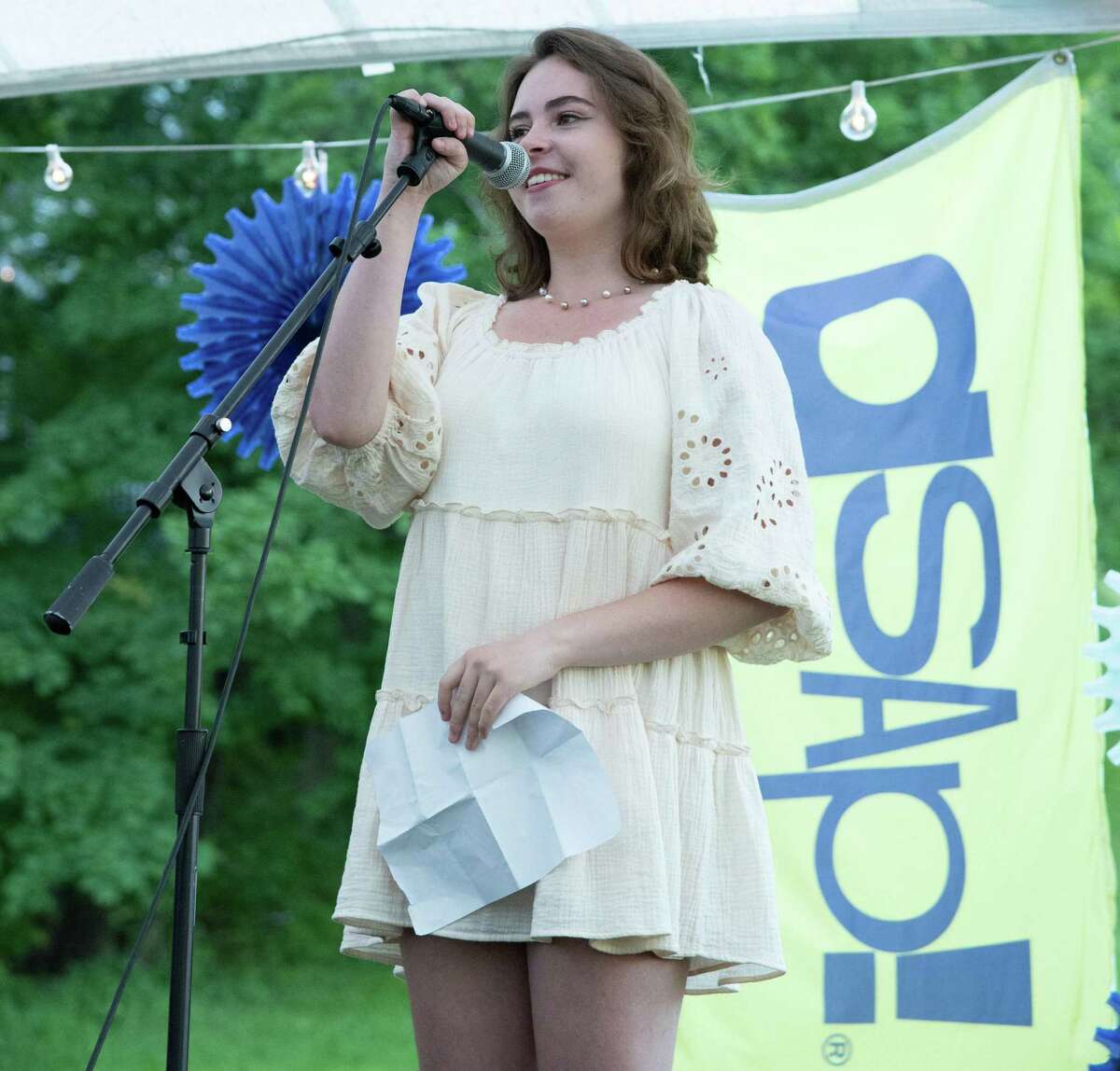 ASAP! held a Celebration of Community fundraiser on June 4. Pictured is Eva Millay Evans, who read her poetry at the celebration.