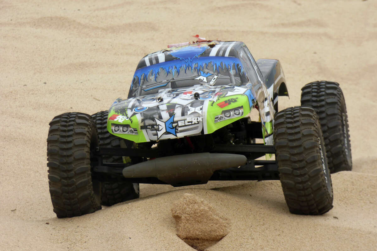 A radio controlled car at First Street Beach is enterred into a race during the "RC Sand Drags" Thursday during the Manistee National Forest Festival. 