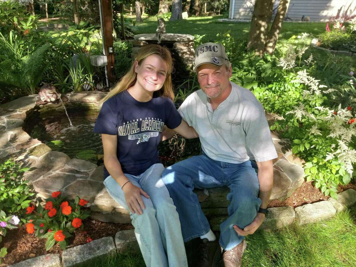 Alexa Yacawych, who graduated from Northwestern Regional 7 High School earlier this month, left June 29 for the United States Naval Academy in Annapolis, Indiana. She is pictured with her father, John, a U.S. Marine veteran.