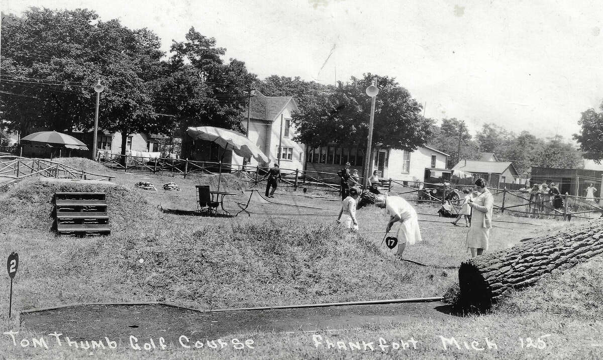 The "Tom Thumb" mini-golf course in the early 1900s. It stood across Main Street in Frankfort from the Park Hotel, where the cannon is now.