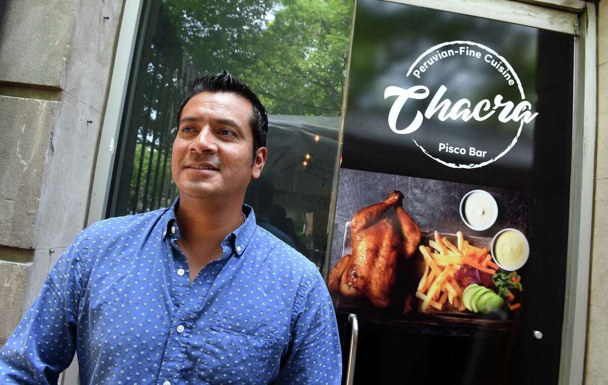 Walter Vera, owner of Chacra Peruvian Cuisine & Pisco Bar, is photographed at the soon-to-open restaurant on Temple Street in New Haven June 30, 2022.