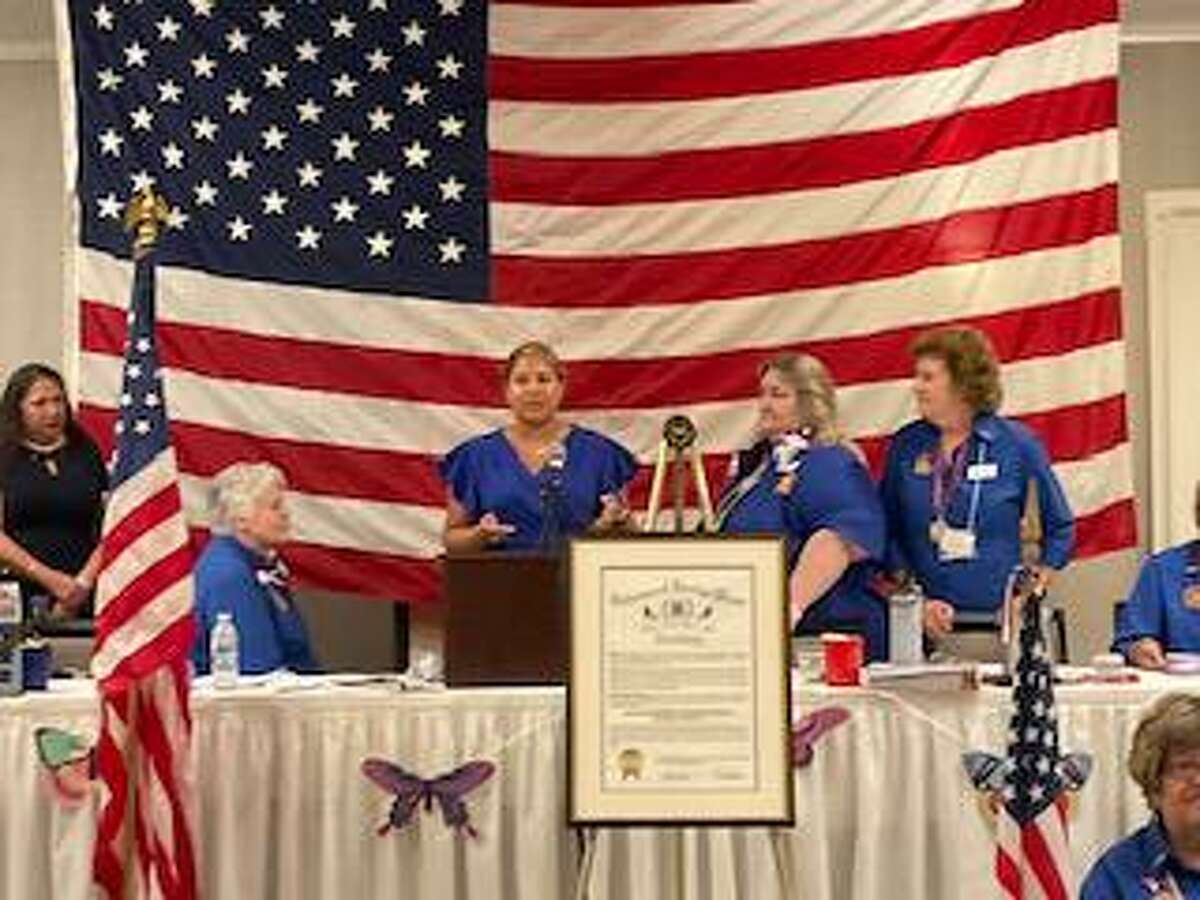 Colette Burke, a 17-year-old from Sandy Hook, was named the VFW Auxiliary Department of Connecticut first-place winner of the 2021-2022 “Get Excited for the Red, White, and Blue!” national anthem singing contest.