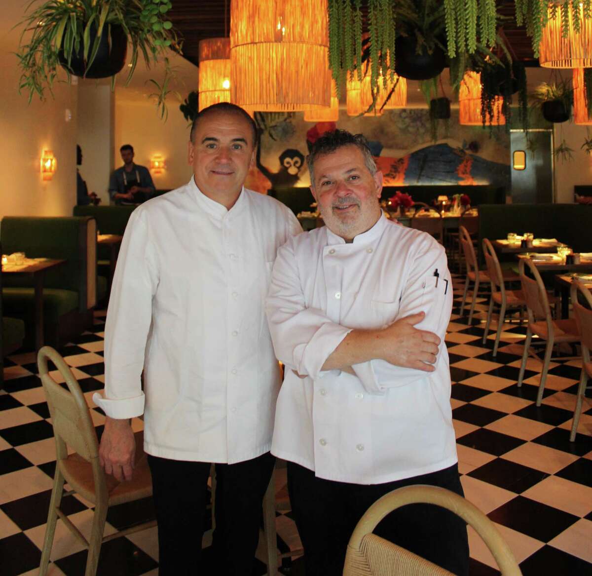 Executive Chef Ron Gallo and chef/restaurateur Jean-Georges Vongerichten at The Happy Monkey on Greenwich Avenue on the opening night of June 24.
