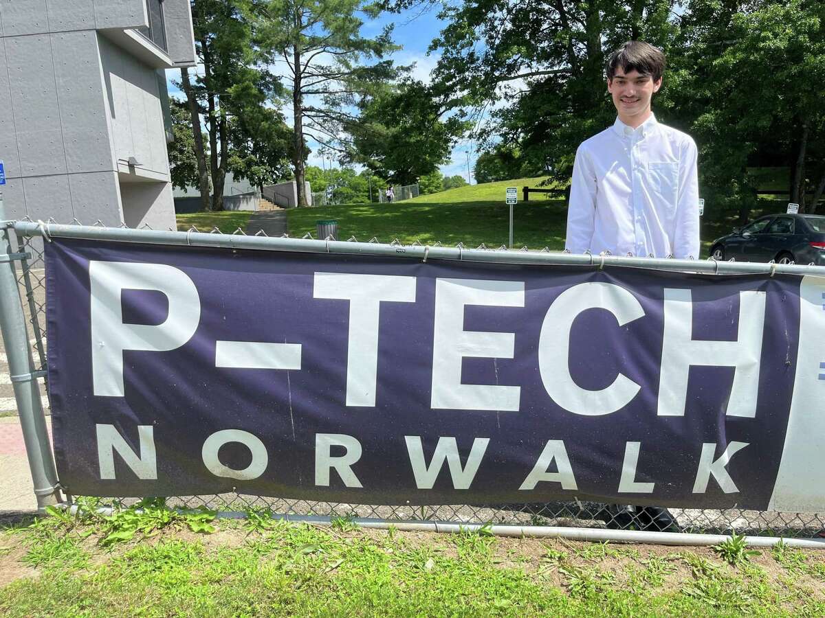 Harrison Perone served as the distinguished student speaker for the P-TECH Norwalk graduation on June 17, 2022.
