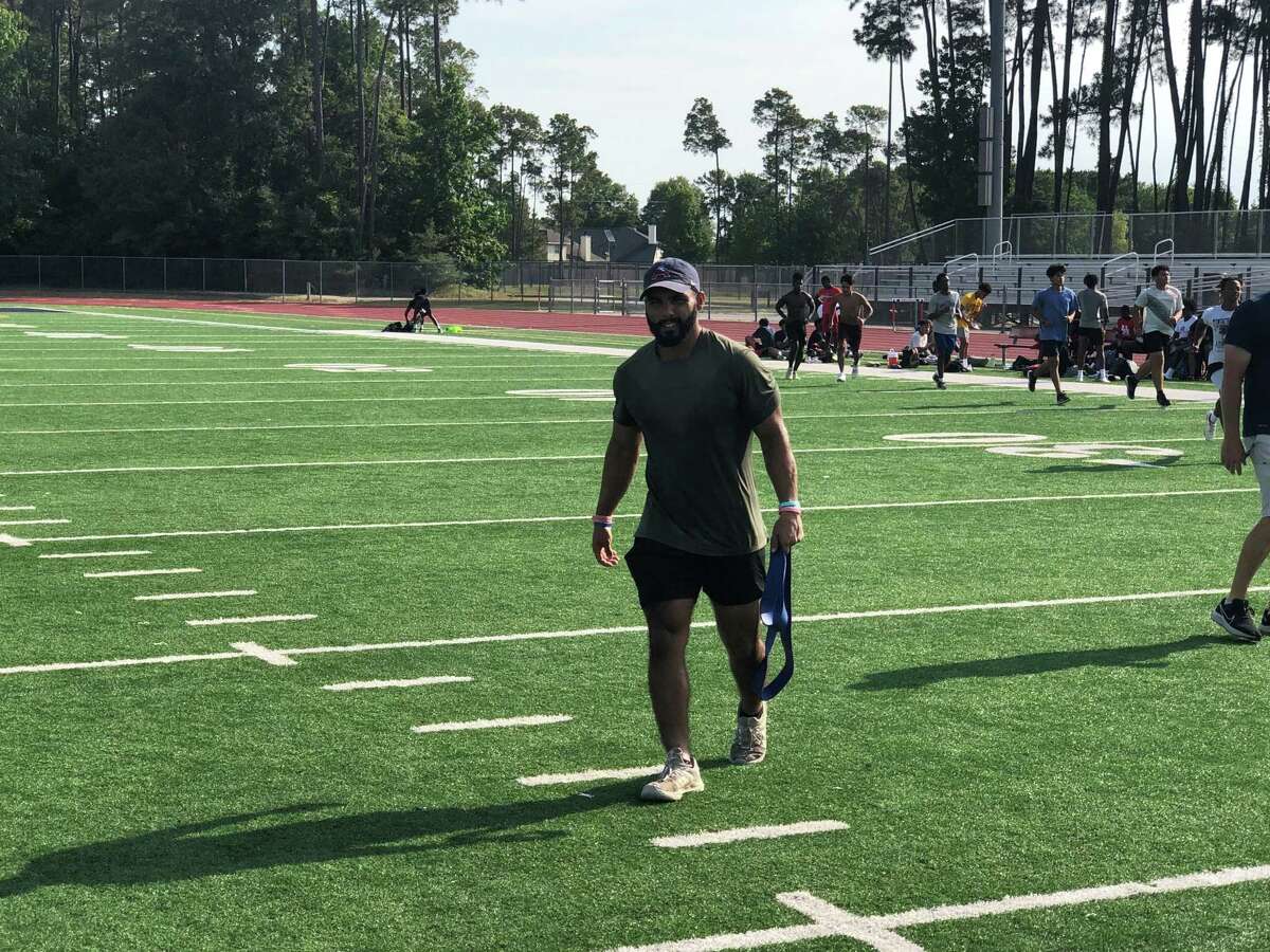 Former Atascocita football player Jorge Sanchez is helping the Eagles this summer with strength and conditioning