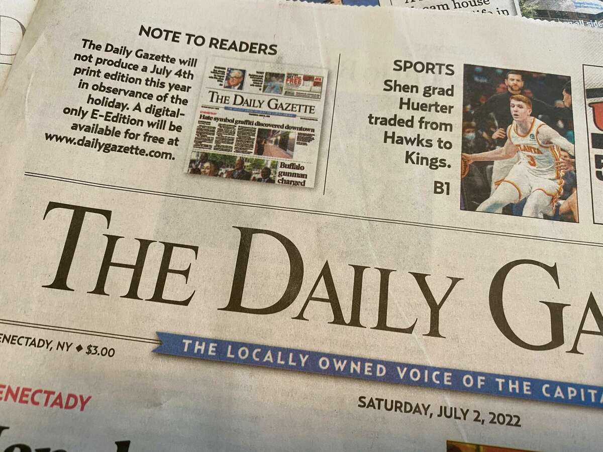 The Daily Gazette says it will not print Monday's newspaper.