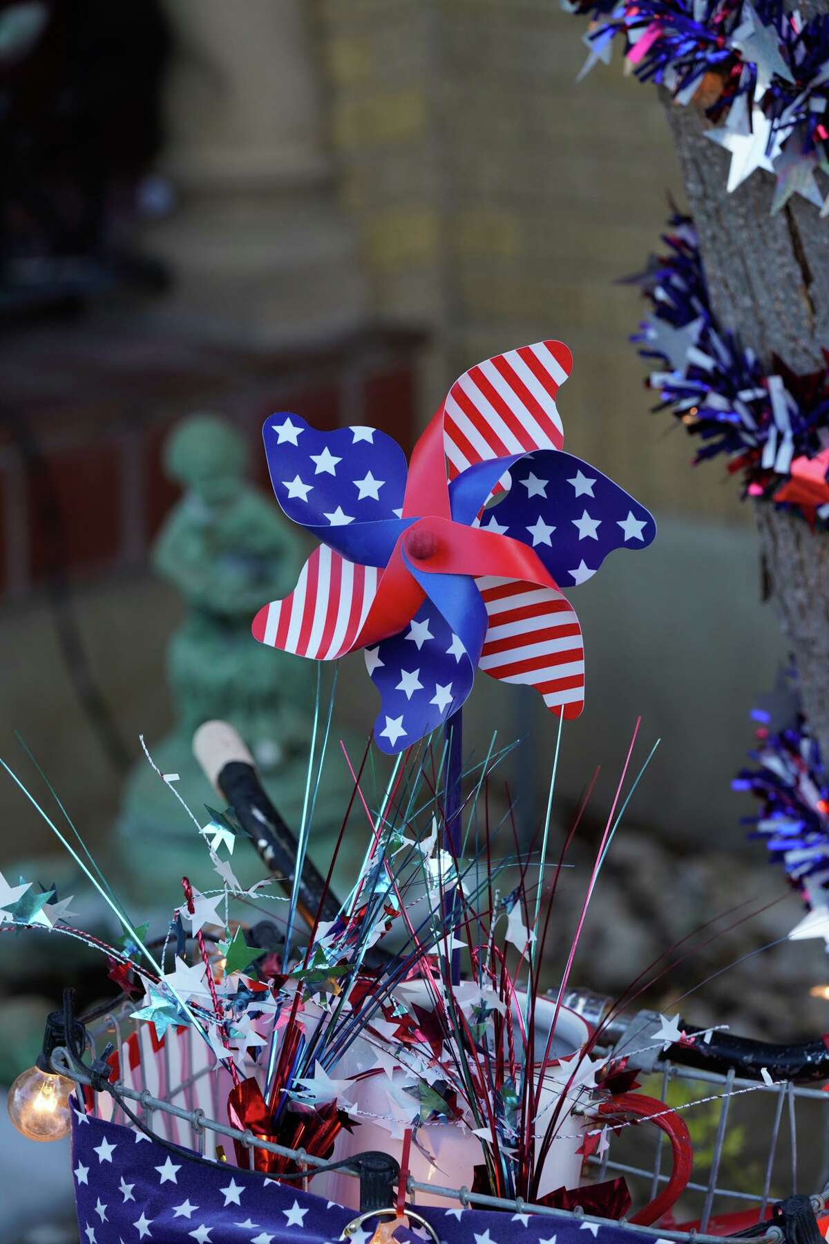 Windmill’s spin with a patriotic theme in front of the home of Annie and Joseph Ramirez. Annie said she decorates for every holiday, including Fiesta.