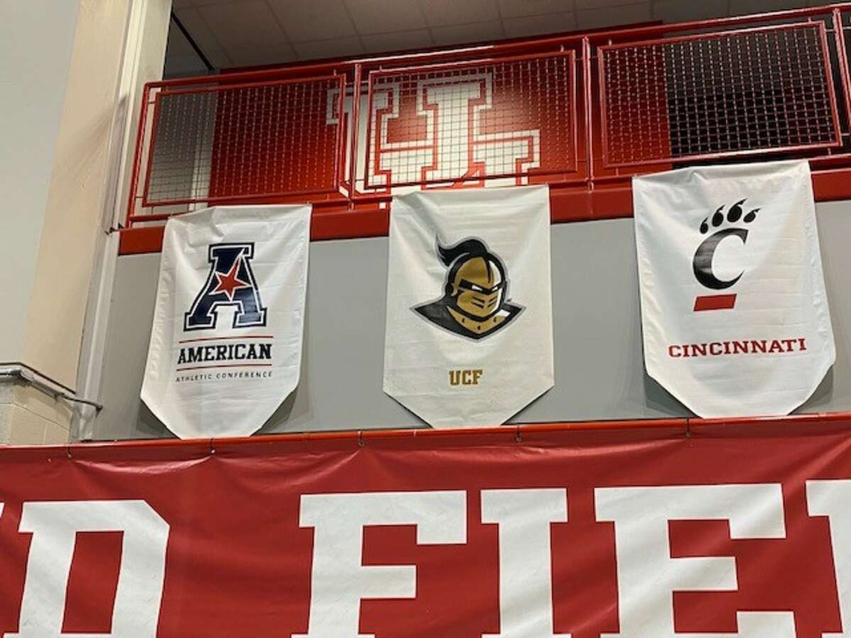 AAC banners are among the items that will need to be removed once the University of Houston joins the Big 12 in 2023.