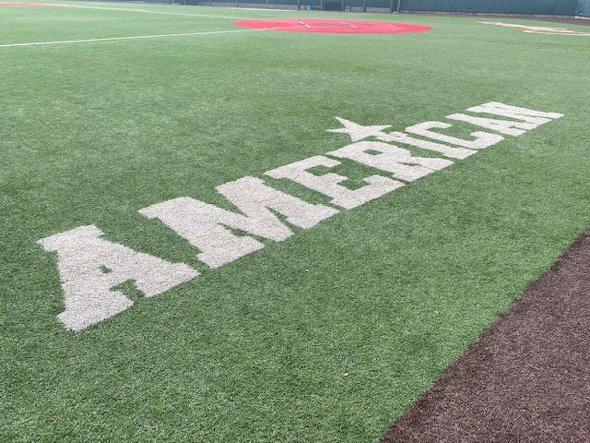 The American logo will need to be removed from facilities across campus, including on the turf at Schroeder Park.