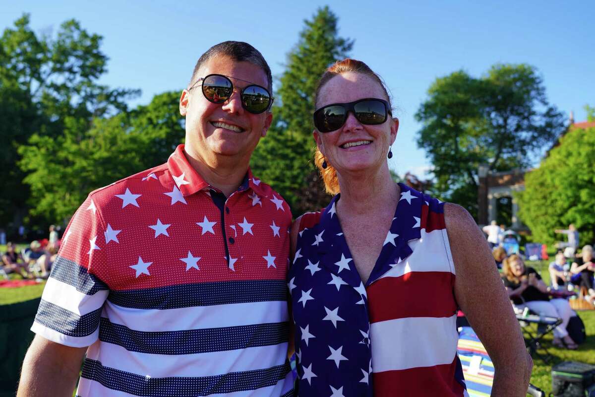 David and Debbie Baran were dressed patriotically at the Family Fourth in New Canaan, at Waveny Park on July 3, 2022.