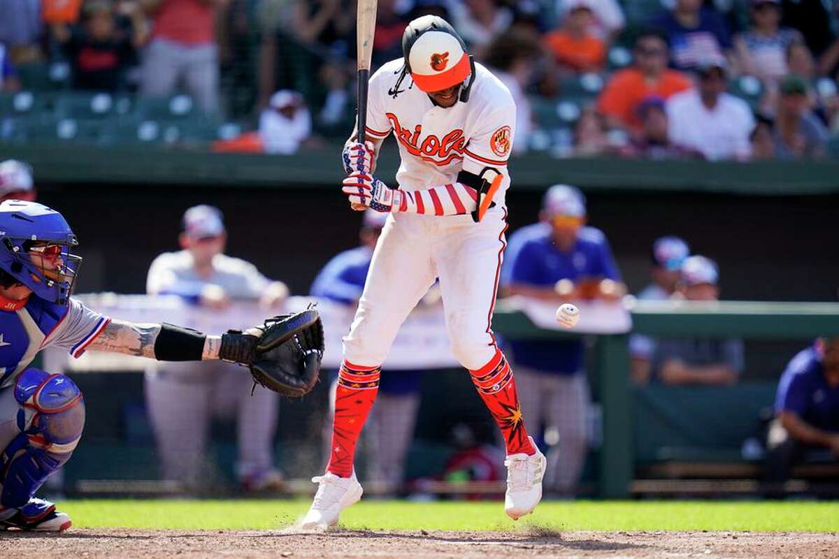 Baltimore Orioles' Jorge Mateo during an at bat in the fourth inning of a  baseball game between the Baltimore Orioles and the Cincinnati Reds,  Monday, June 26, 2023, in Baltimore. The Orioles