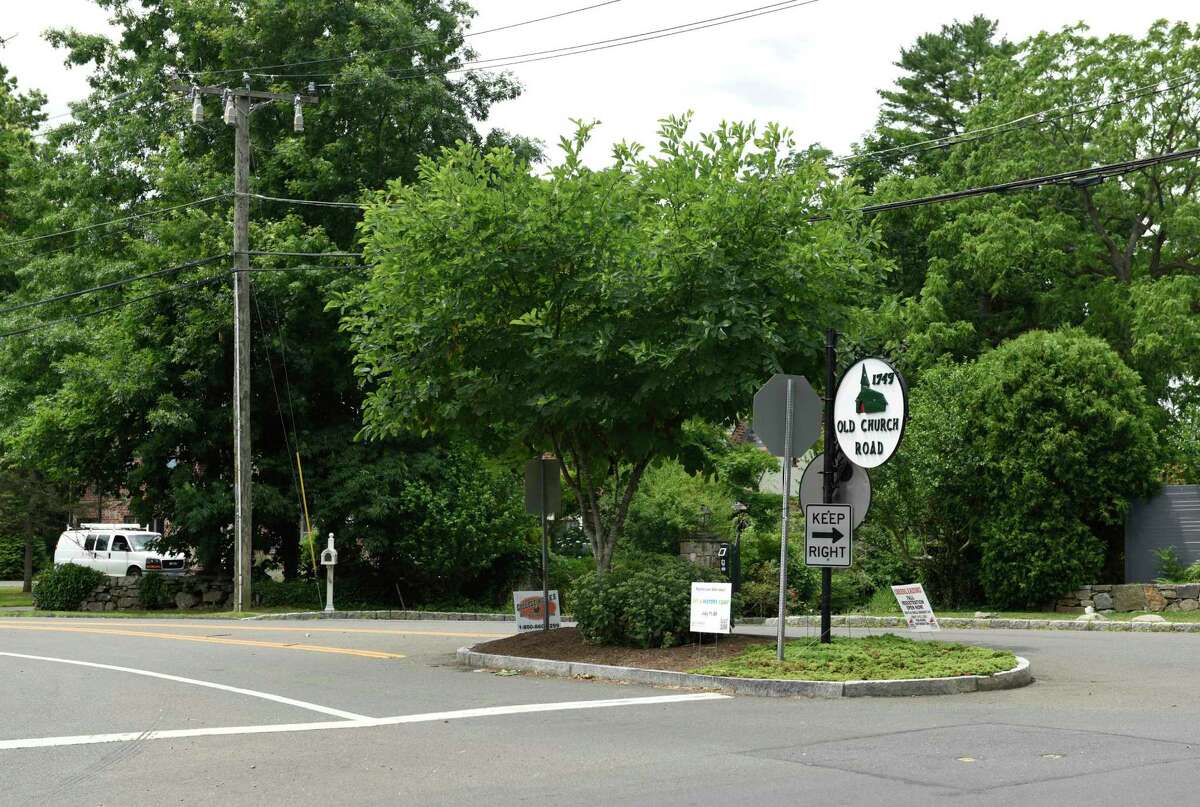 A stretch of Old Church Road, which includes some Greenwich Country Day School faculty housing, in Greenwich, Conn., photographed on Wednesday, July 6, 2022. Following in the footsteps of Brunswick School, Greenwich Country Day School has filed a lawsuit appealing the tax assessments levied by the town of Greenwich on property it owns and uses as faculty housing.