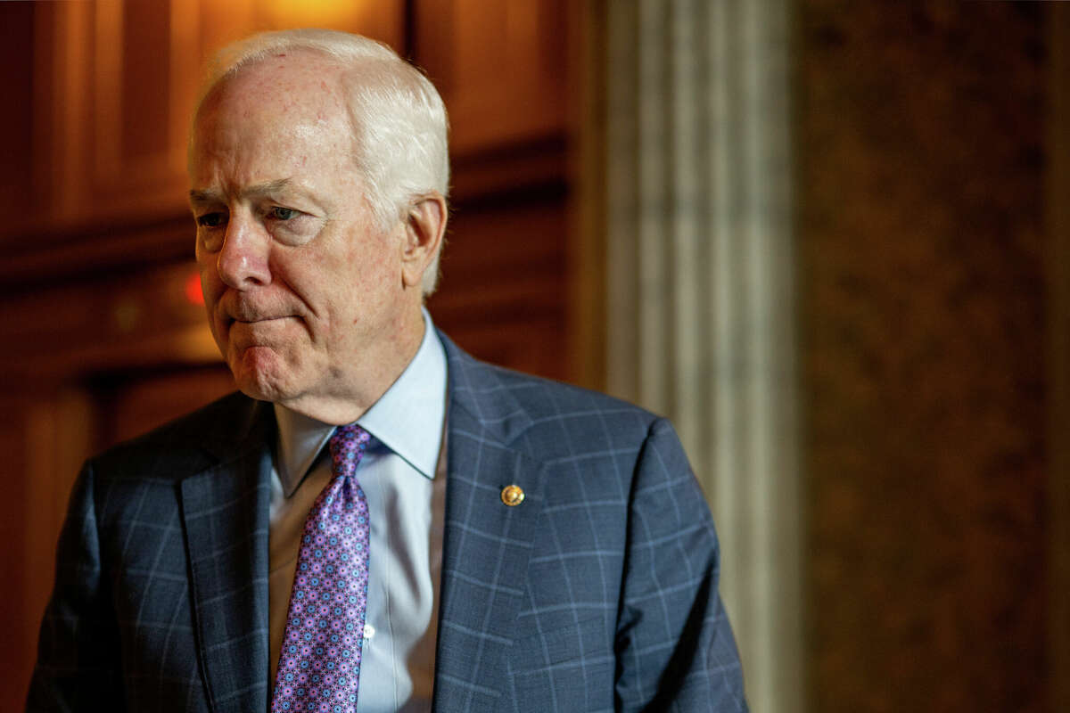 WASHINGTON, DC - JUNE 22: Sen. John Cornyn (R-TX) speaks to reporters ahead of a weekly Republican luncheon on Capitol Hill on June 22, 2022 in Washington, DC. (Photo by Brandon Bell/Getty Images)