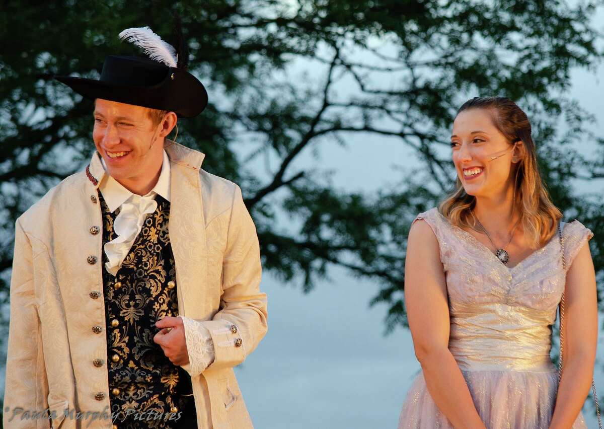 Mitchel Kawash and Jessica Breda perform in Valley Shakespeare Festival’s 2020 show, “Cyrano” at Veteran's Memorial Park in Shelton.