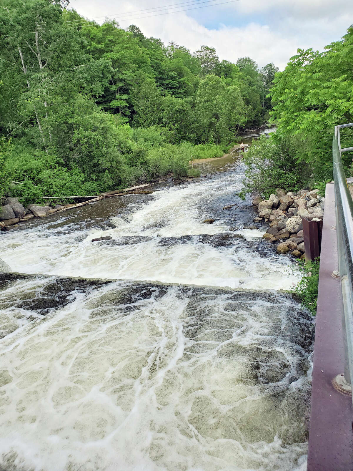 Homestead Dam is center of fishing activity on Betsie River