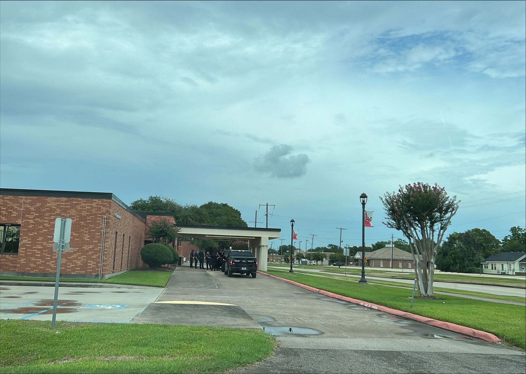 Lamar, Beaumont police gather outside Lamar University speech and