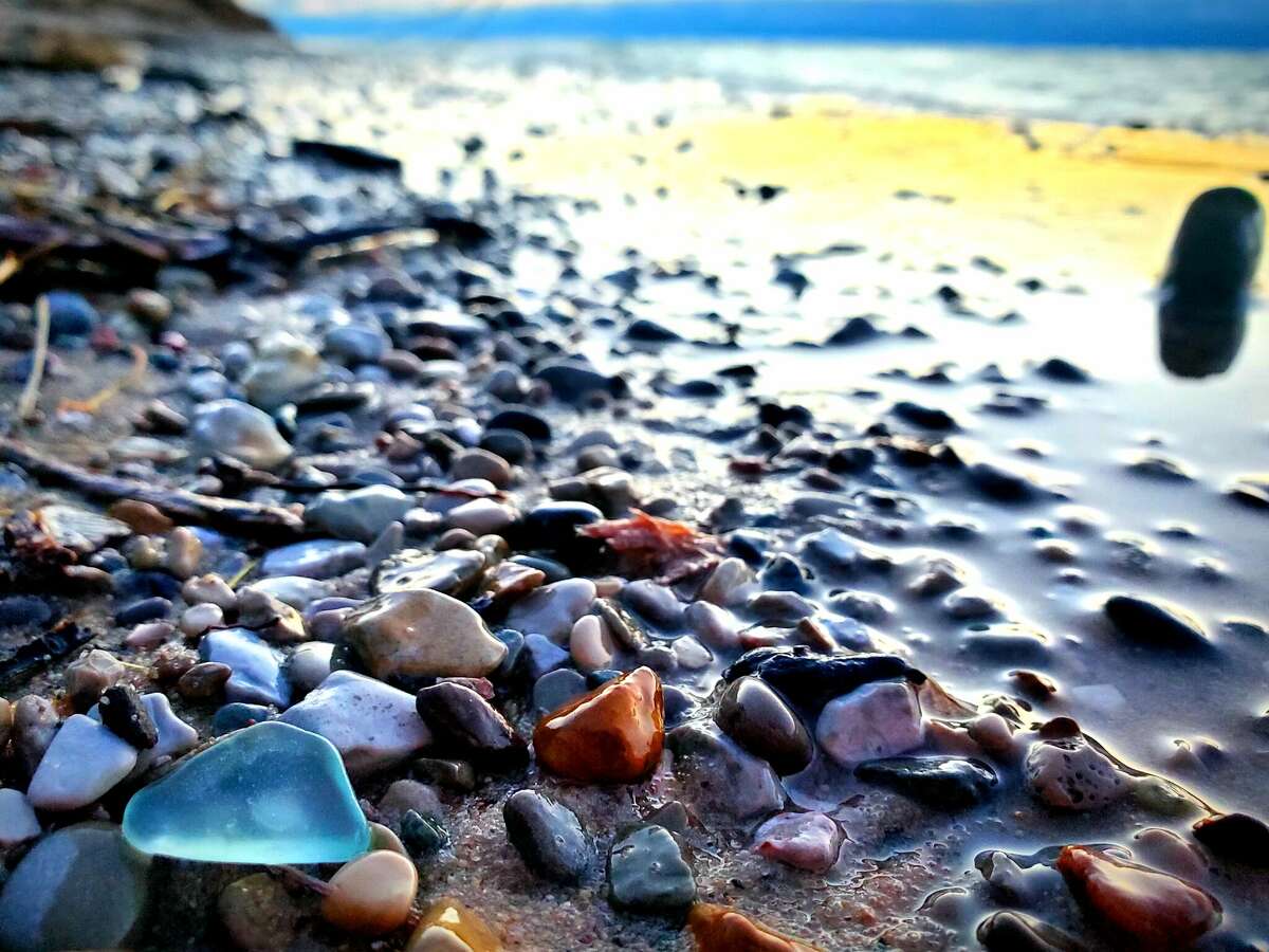 Beach glass of many colors can be found along the shores of Lake Michigan.