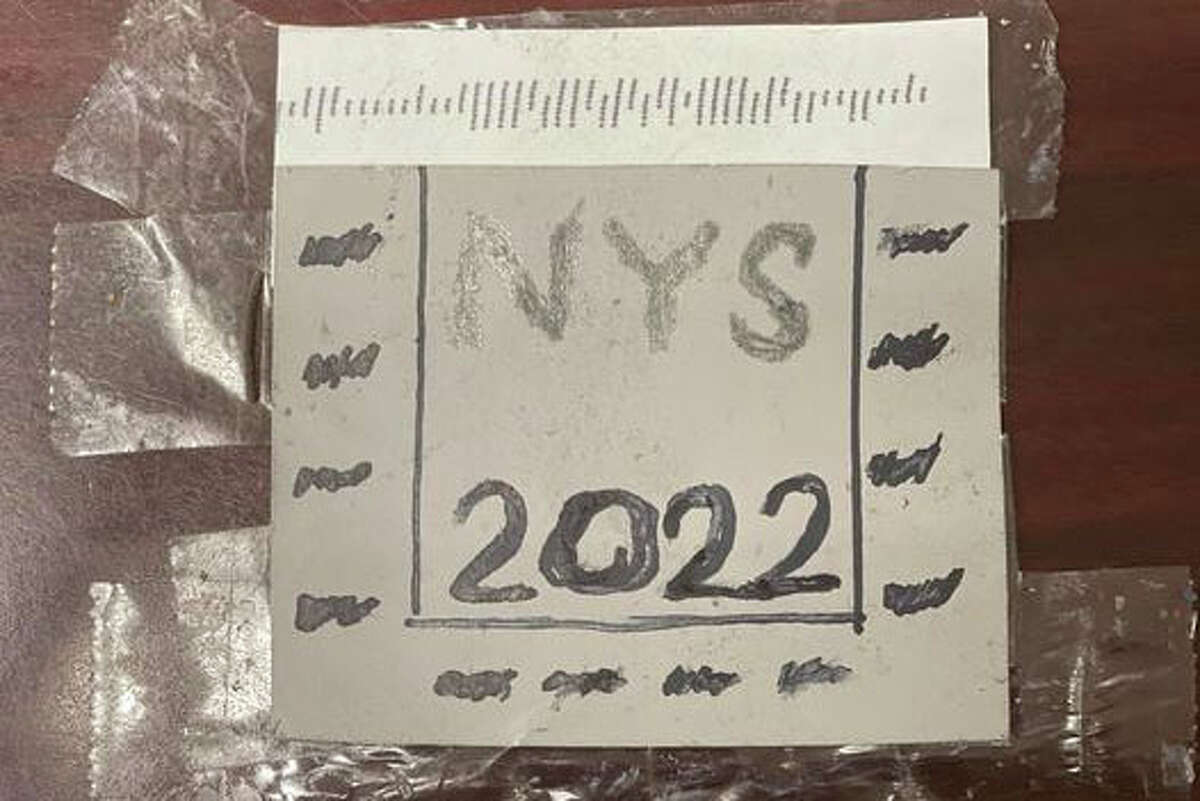 Fulton County Sheriff's Office posted a photo of the "very poor attempt to fake an inspection sticker" on its Facebook page July 2. The sticker, affixed by clear tape, includes a cutout of a random scan code and crudely counterfeited text made with a marker and pencil.
