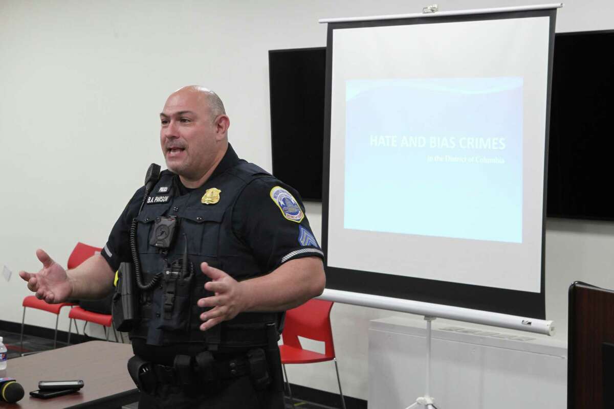 Police Lt. Brett Parson speaks during a meeting of Washington, D.C.'s Hate Bias Task Force in 2019.