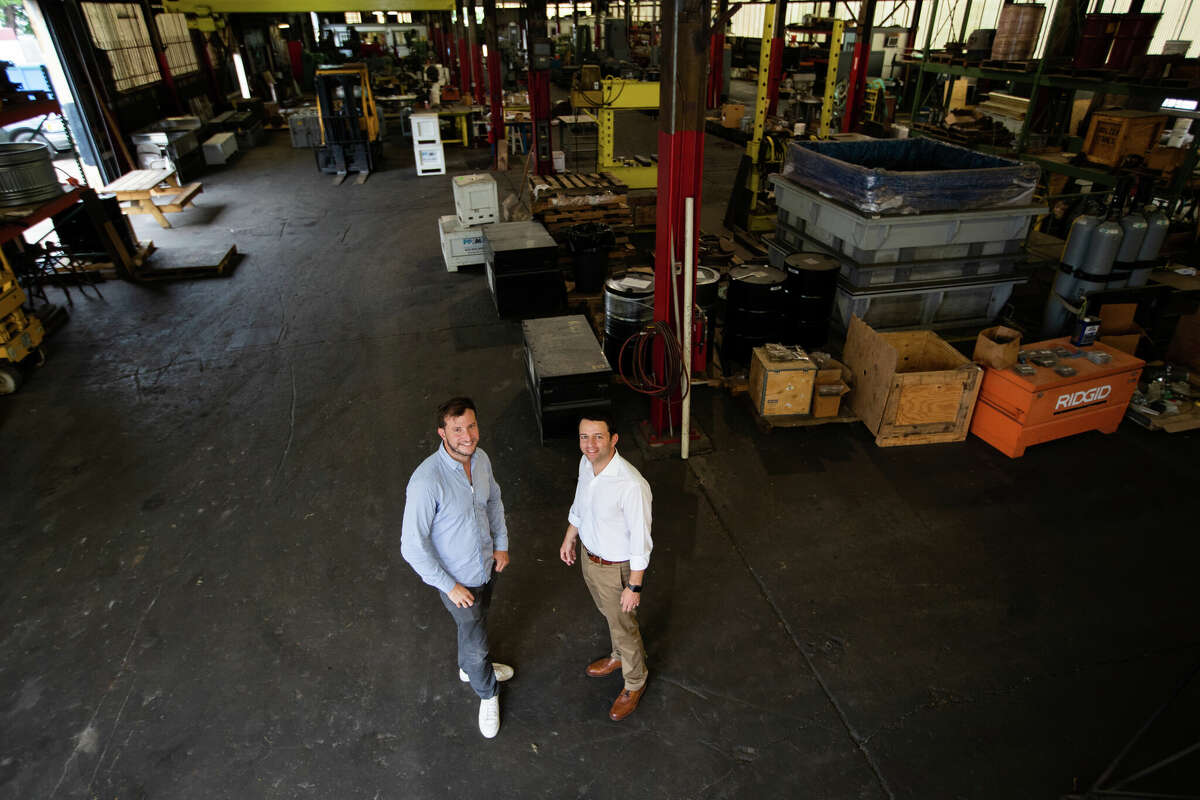 Concept Neighborhood’s principals Jeff Kaplan and Dave Seeburger stand on the first floor of 3218 Sherman which is one of the buildings that will be part of a walkable mixed-use district spanning several blocks in Houston’s East End, Tuesday, June 28, 2022, in Houston. Kaplan helped to launch Axelrad Beer Garden, along with a handful of others including Monte Large, who is also involved in Concept Neighborhood.