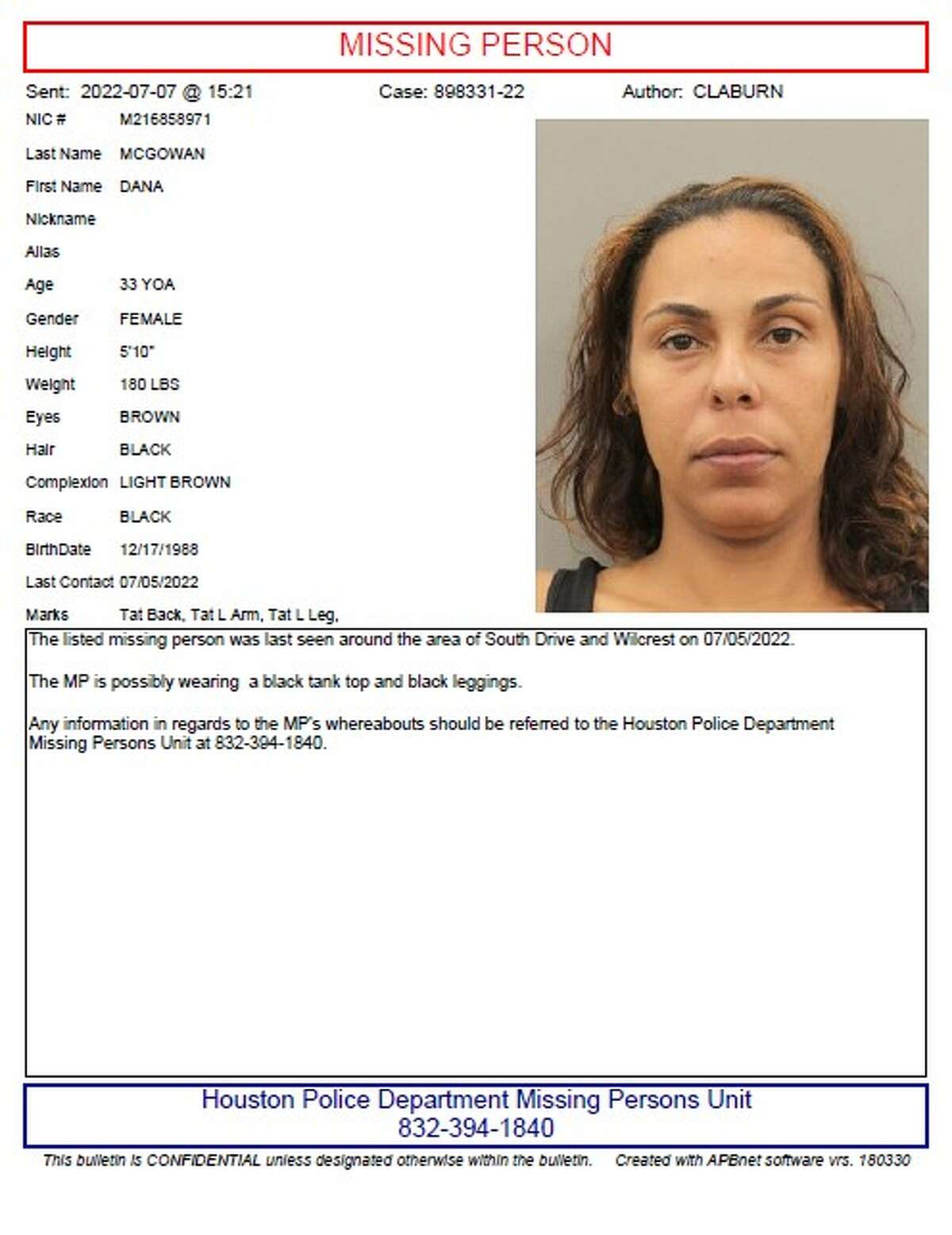 Dana McGowan, 33, was arrested for two felony warrants Thursday night just hours after Houston police announced her family filed a missing person report when they couldn't reach her.