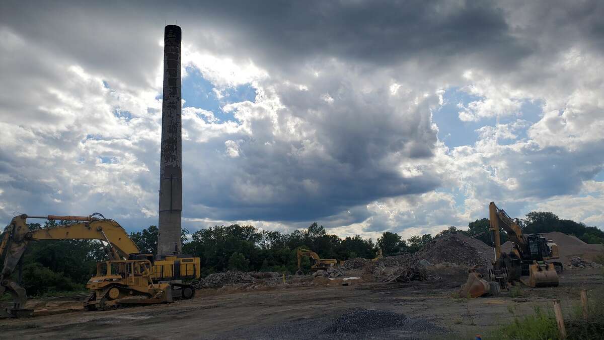 Nothing but a smokestack remains at the site of the old First Prize Center meatpacking plant in West Albany.