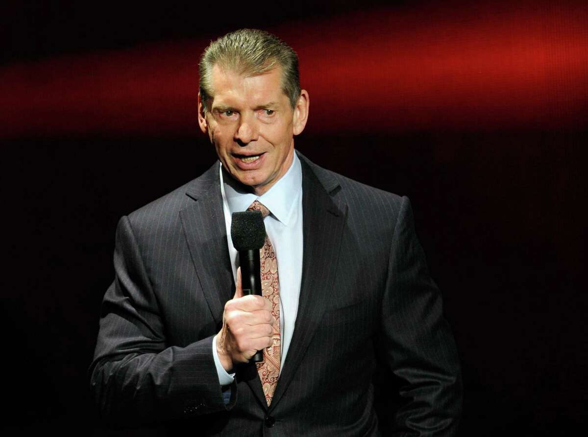 WWE CEO and Chairman Vince McMahon speaks at a news conference at Wynn Las Vegas on Jan. 8, 2014 in Las Vegas, Nevada. McMahon has voluntarily stepped back from his roles as CEO and chairman as the company’s board investigates his alleged misconduct.