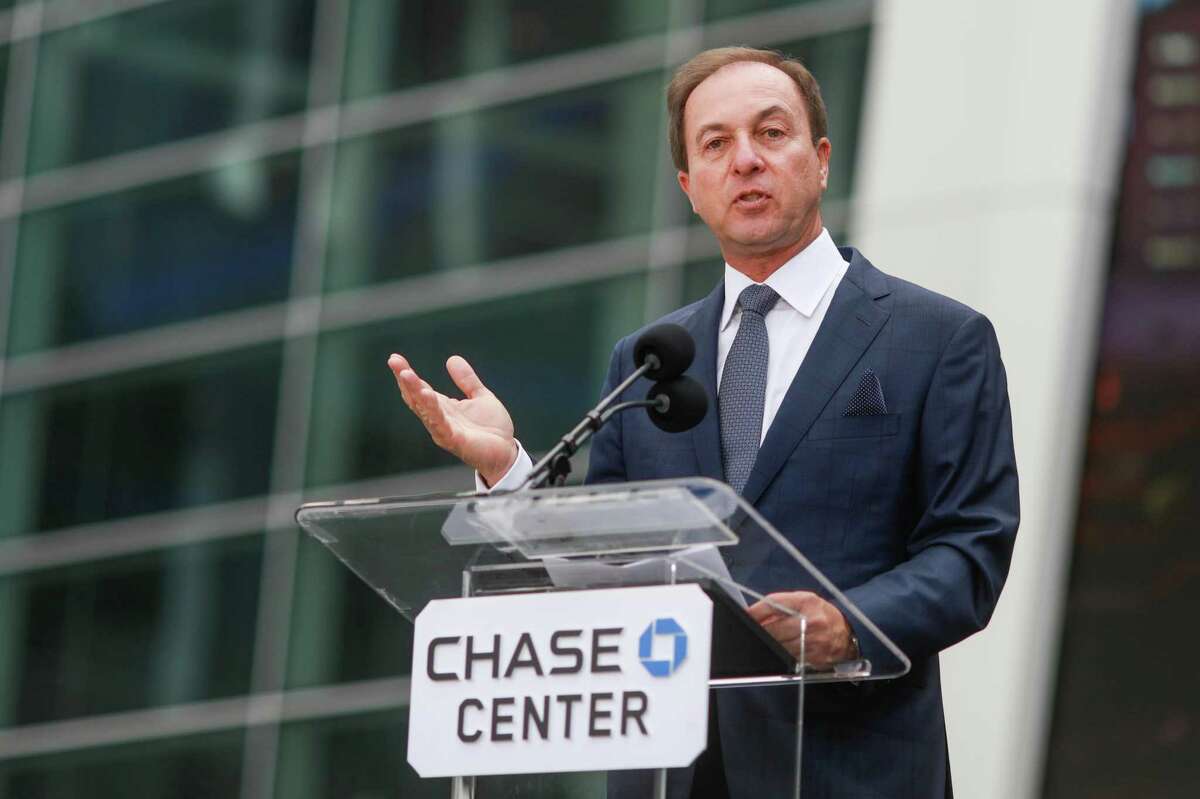 Warriors co-owner Joe Lacob speaks during the opening ceremony of the Chase Center in San Francisco, California, on Tuesday, Sept. 3, 2019.