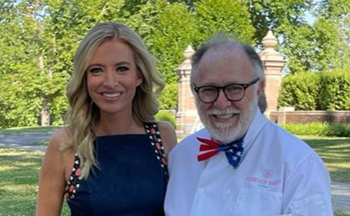 Kaylee McEnany of Fox News at Waveny Park in New Canaan on the 4th of July, where she was reporting on the fireworks, poses with SKY Mercede, owner of Forever Sweet Bakery in Norwalk who supplied cupcakes and cookies at the event.