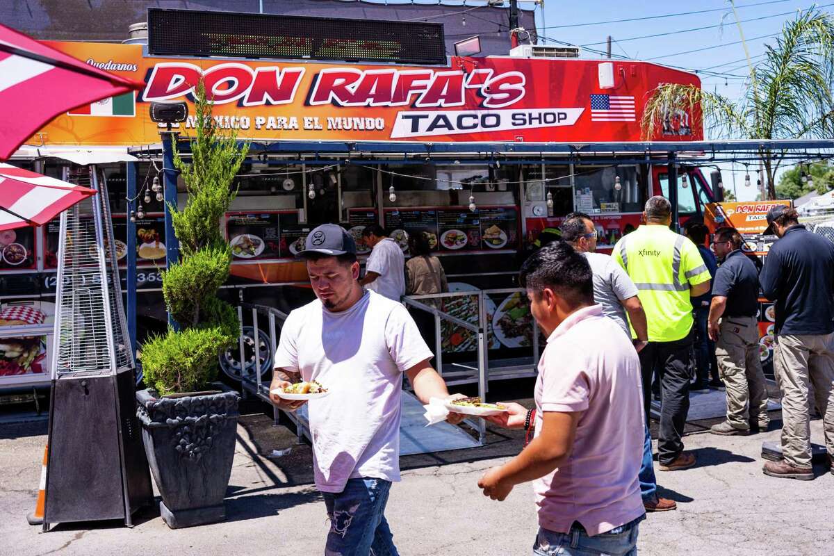 People on the Taco Trail in Stockton can check in on their smartphones and receive T-Shirts and stickers.