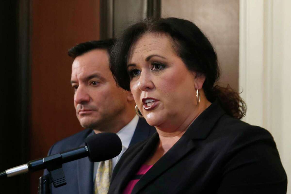 Lorena Gonzalez Fletcher, incoming leader of the California Labor Federation, is shown with Assembly Speaker Anthony Rendon at the Capitol in 2019 when she was an Assembly member.