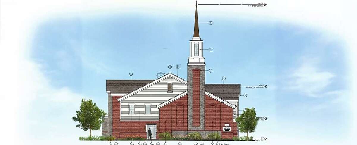 A rendering for the proposed house of worship for the Church of Latter-day Saints that is being reviewed for a location near Wilton Center.